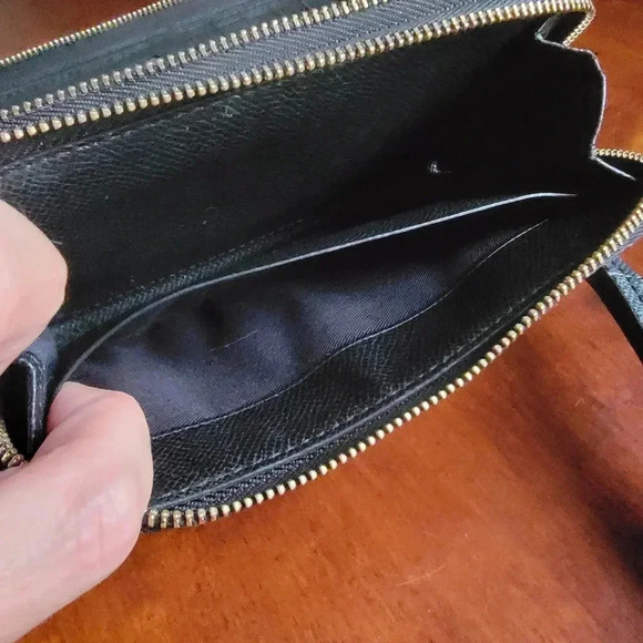 Coach F53937 Double Zip Wallet Signature Coated Canvas Black Brown - Picture 13 of 16